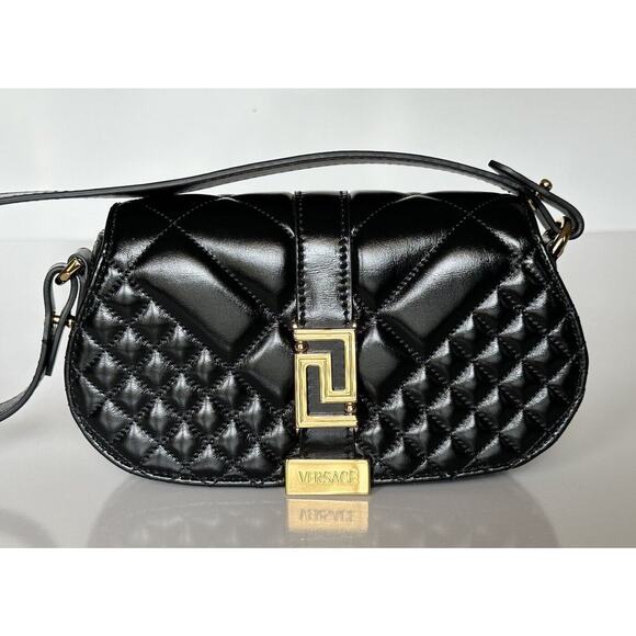 Versace Quilted Calf Leather Black Mini Shoulder Bag 1010951 IT NWT $1625 - Picture 1 of 15